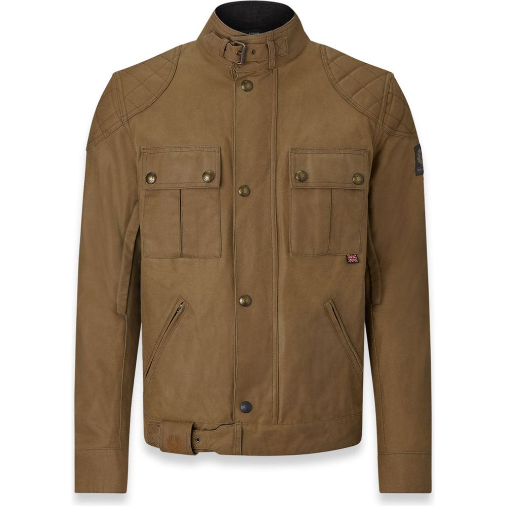 Belstaff Brooklands Waxed Cotton Jacket Sand FREE 1 YEAR Returns, FREE UK Delivery | ThrottleChimp