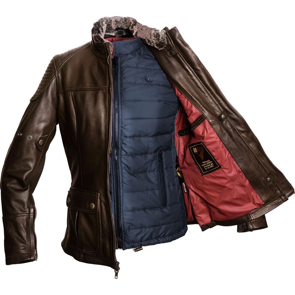 ByCity Legend 2 Ladies Leather Jacket Brown (Image 2) - ThrottleChimp