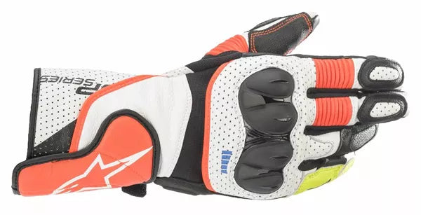 Alpinestars SP-2 V3 Leather Gloves Black / Fluo Red / White FREE 1 Year Return, FREE UK Shipping | ThrottleChimp