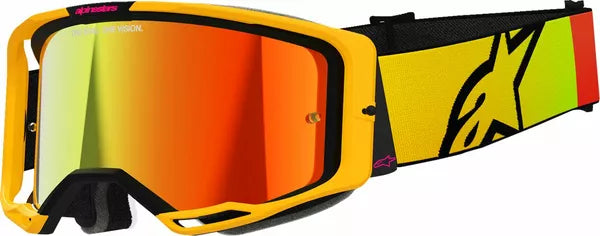 Alpinestars Vision 8 Corp Goggles Yellow / Pink / Mirror Red FREE 1 Year Return, FREE UK Shipping | ThrottleChimp