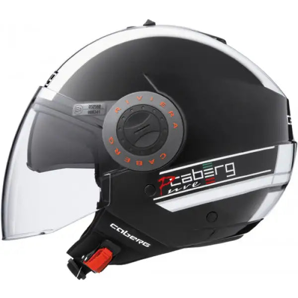 Caberg Riviera V2+ Pure Open Face Helmet Black / White (Image 2) - ThrottleChimp