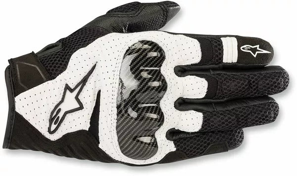 Alpinestars SMX-1 Air Carbon V2 Gloves Black / White FREE 1 Year Return, FREE UK Shipping | ThrottleChimp