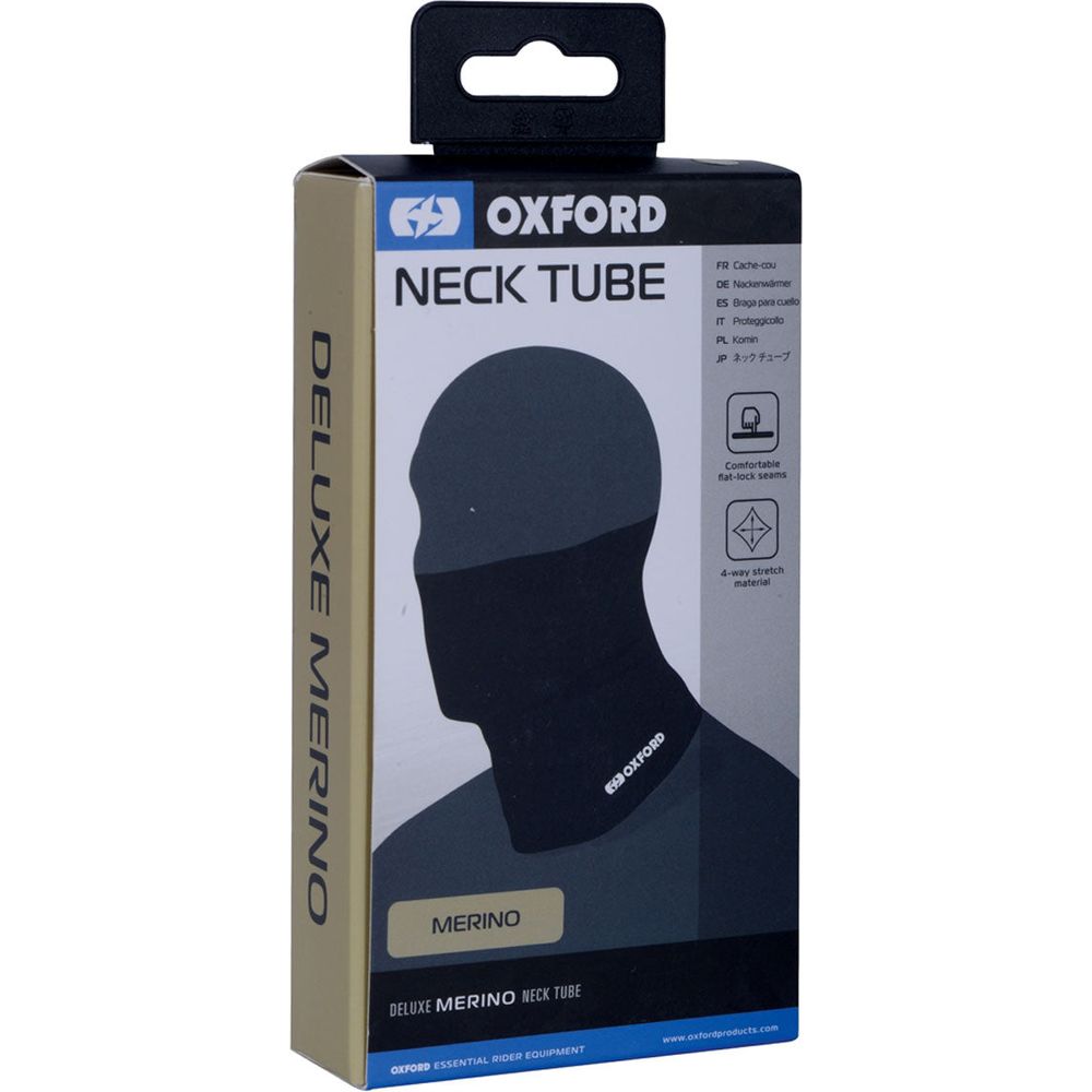 Oxford Deluxe Neck Tube Merino Black (Image 2) - ThrottleChimp