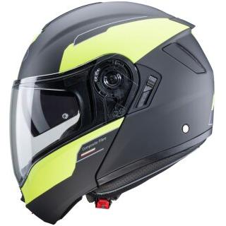 Caberg Levo Prospect Flip-Up Helmet Matt Black / Yellow (Image 3) - ThrottleChimp