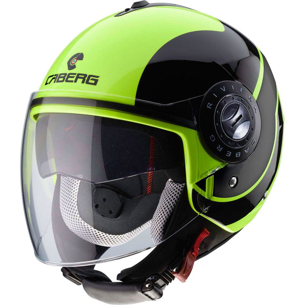 Caberg Riviera Sway Open Face Helmet Black / Fluo Yellow - ThrottleChimp