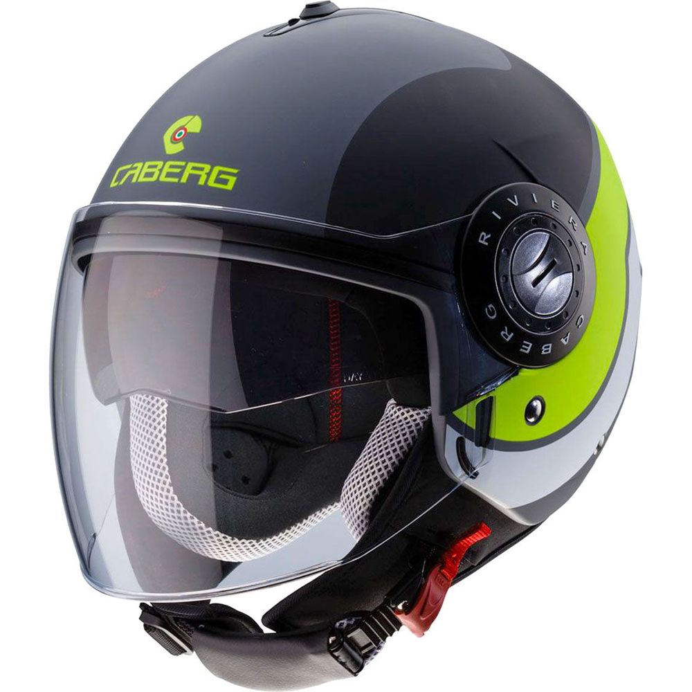 Caberg Riviera Sway Open Face Helmet Matt Anthracite / Black / Fluo Yellow - ThrottleChimp