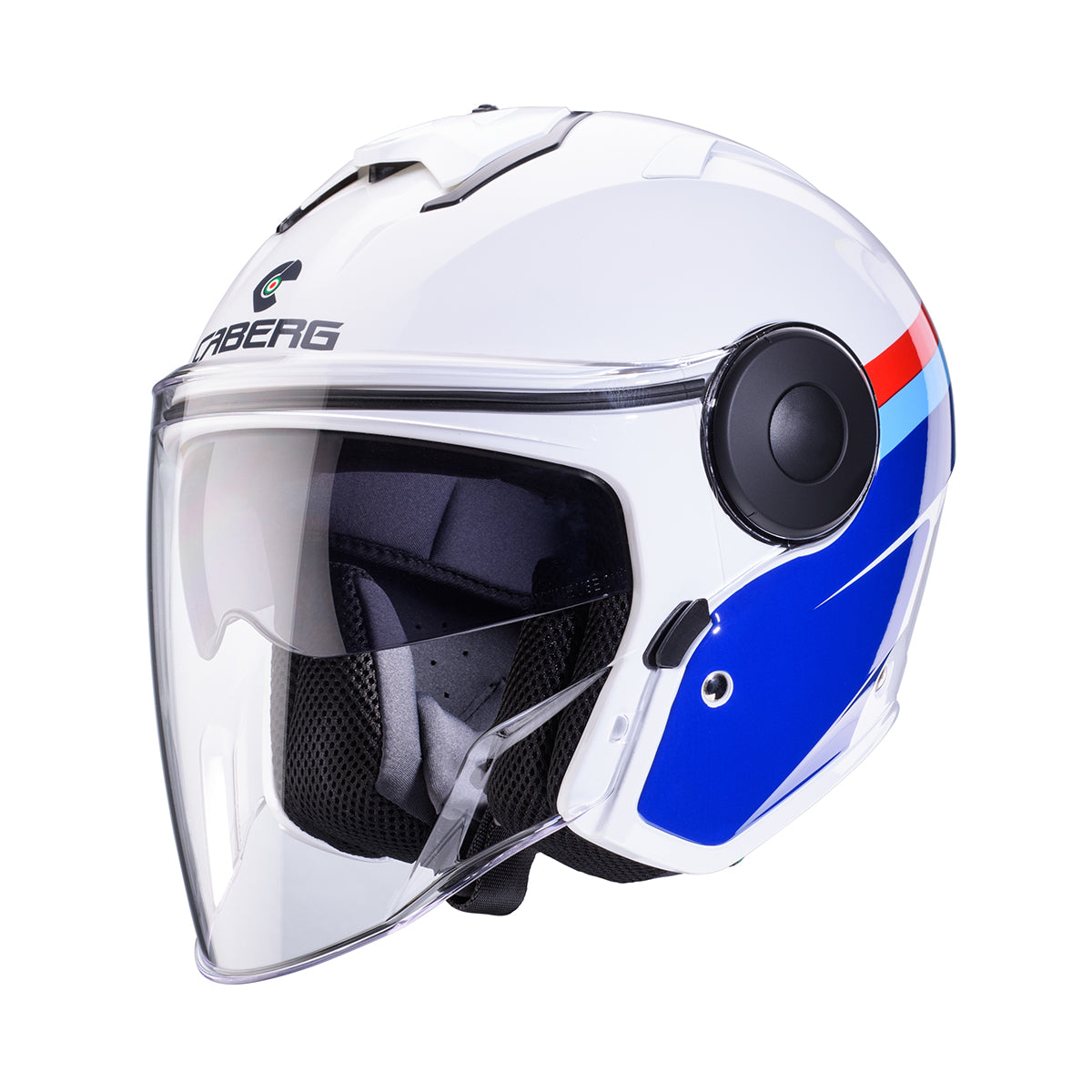 Caberg Soho Zephyr Open Face Helmet Matt White / Blue / Red