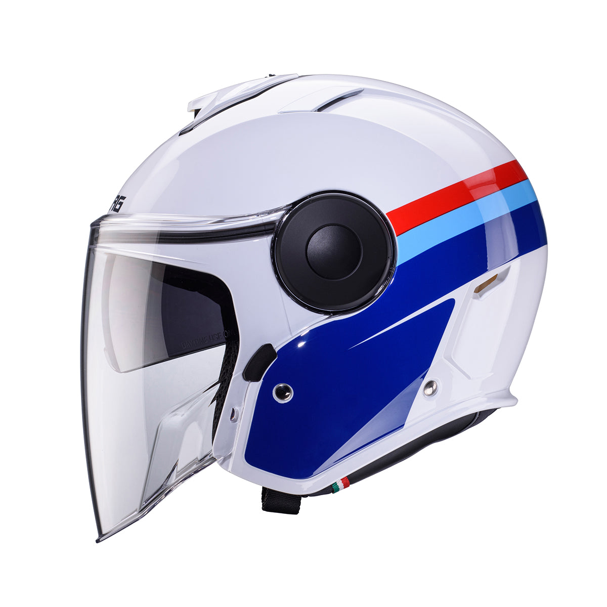 Caberg Soho Zephyr Open Face Helmet Matt White / Blue / Red