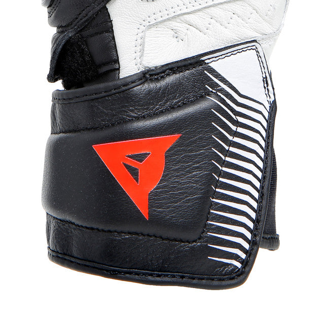 Dainese Carbon 4 Ladies Long Leather Gloves Black / White / Fluo Red (Image 8) - ThrottleChimp