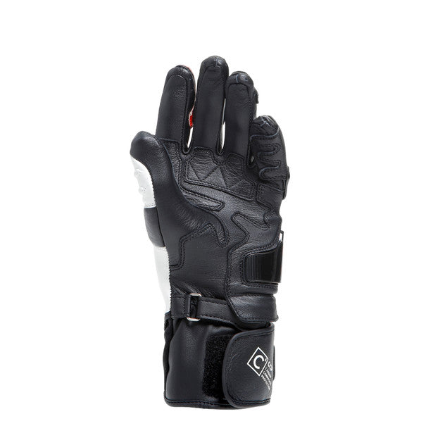 Dainese Carbon 4 Ladies Long Leather Gloves Black / White / Fluo Red (Image 3) - ThrottleChimp