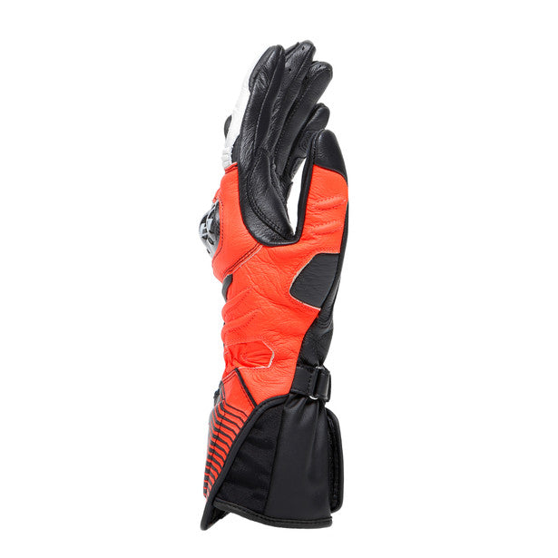 Dainese Carbon 4 Long Leather Gloves Black / Fluo Red / White (Image 2) - ThrottleChimp