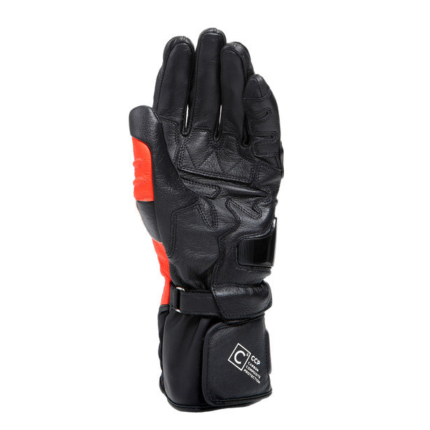 Dainese Carbon 4 Long Leather Gloves Black / Fluo Red / White (Image 3) - ThrottleChimp