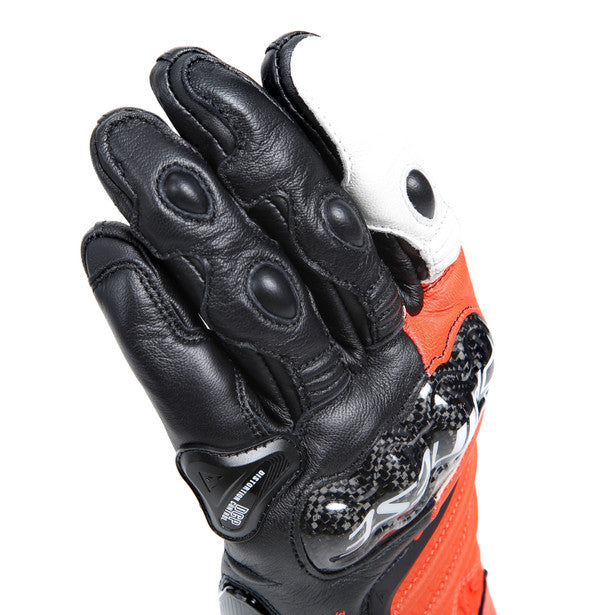 Dainese Carbon 4 Long Leather Gloves Black / Fluo Red / White (Image 11) - ThrottleChimp