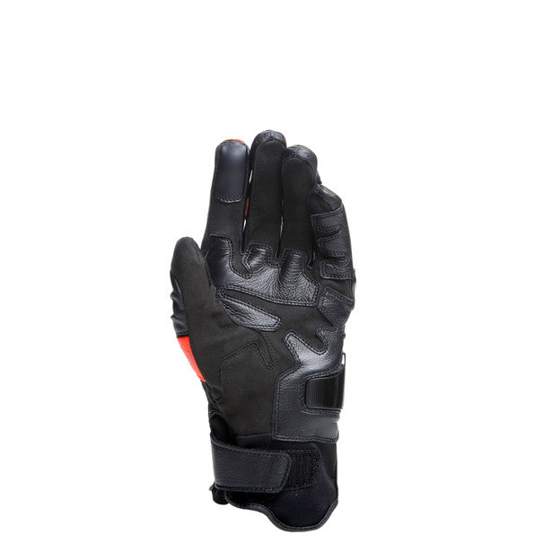 Dainese Carbon 4 Short Leather Gloves Black / Fluo Red (Image 3) - ThrottleChimp