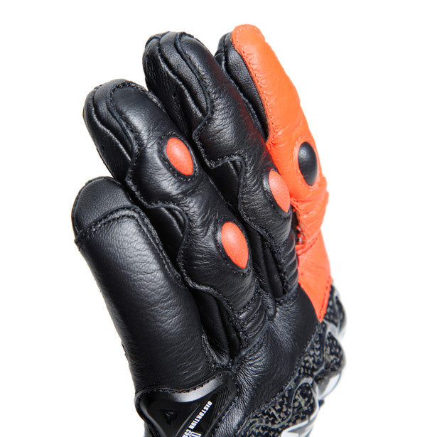 Dainese Carbon 4 Short Leather Gloves Black / Fluo Red (Image 12) - ThrottleChimp