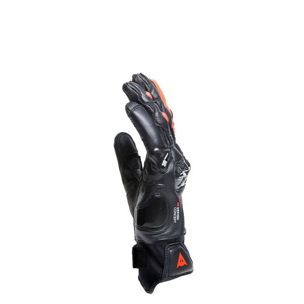 Dainese Carbon 4 Short Leather Gloves Black / Fluo Red (Image 4) - ThrottleChimp