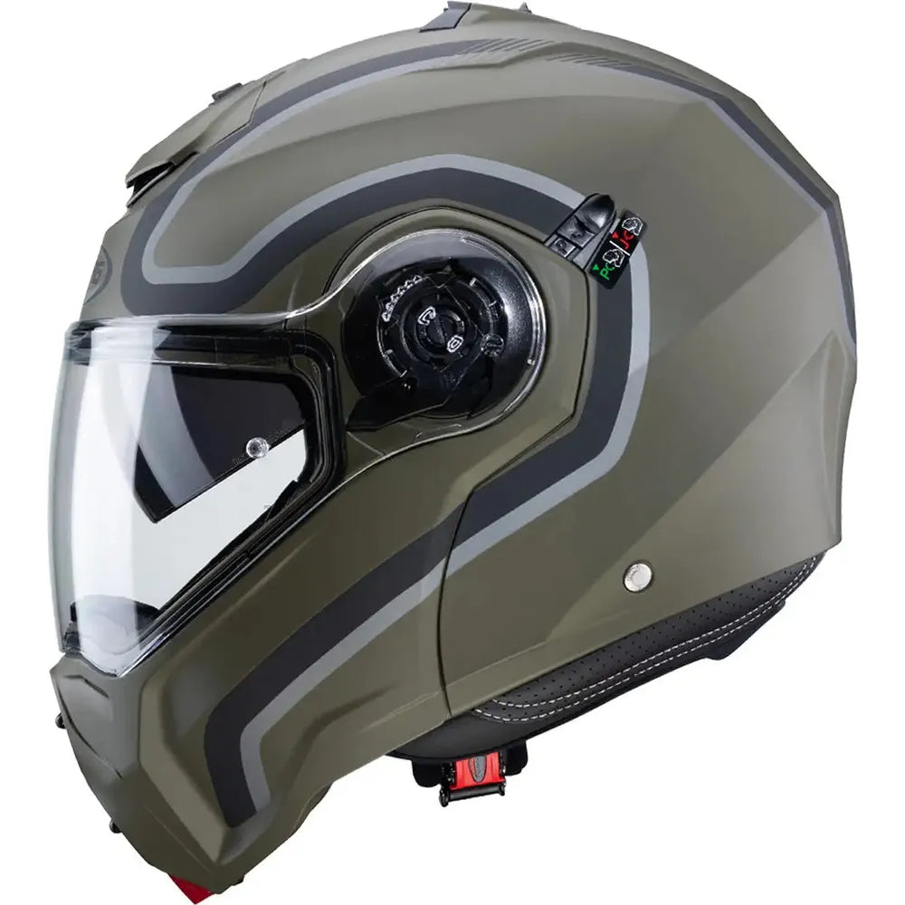 Caberg Droid Pure Flip-Up Helmet Matt Green / Black / Anthracite (Image 3) - ThrottleChimp