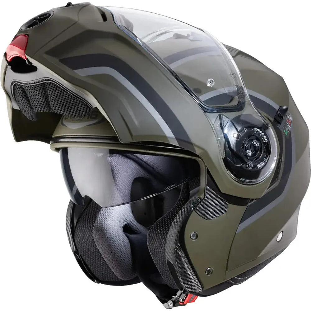 Caberg Droid Pure Flip-Up Helmet Matt Green / Black / Anthracite (Image 2) - ThrottleChimp