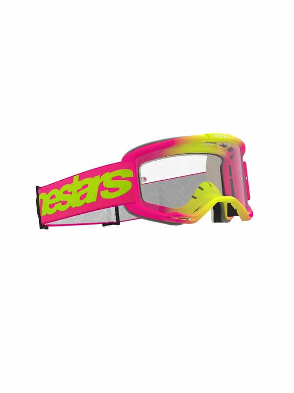 Alpinestars Vision 5 Wordmark Goggles Pink / Yellow / Clear FREE 1 Year Return, FREE UK Shipping | ThrottleChimp