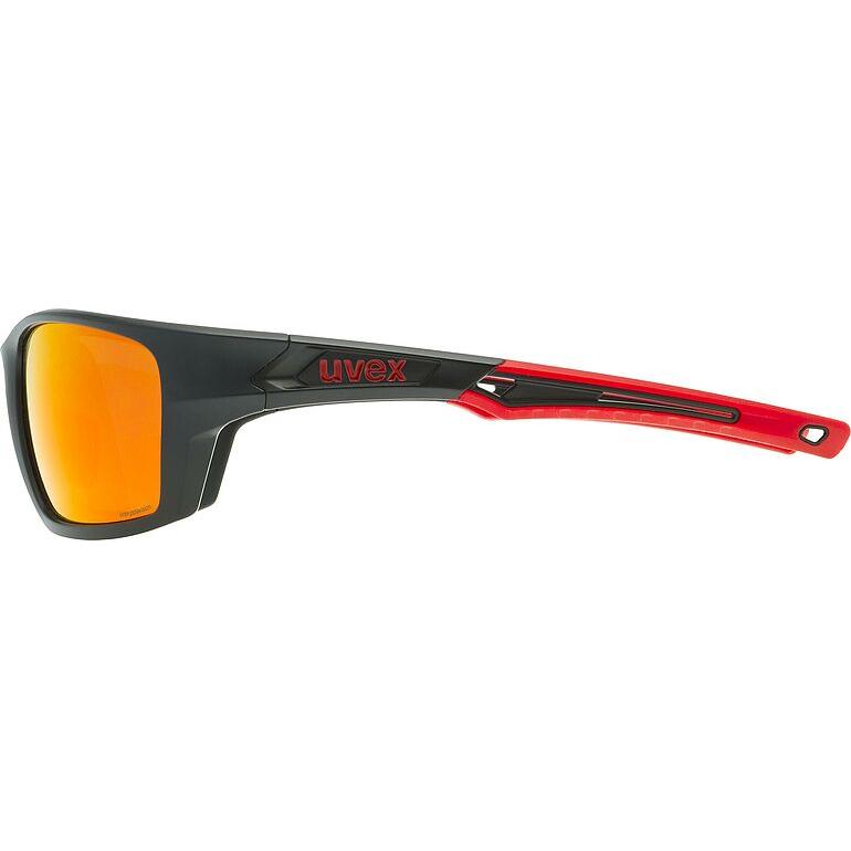 Uvex SP 232 Polarised Sunglasses Black / Red (Image 3) - ThrottleChimp