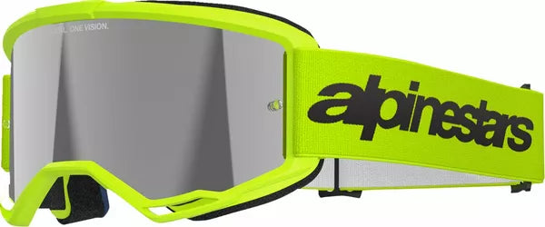 Alpinestars Vision 3 Wordmark Goggles Fluo Yellow / Mirror Silver FREE 1 Year Return, FREE UK Shipping | ThrottleChimp