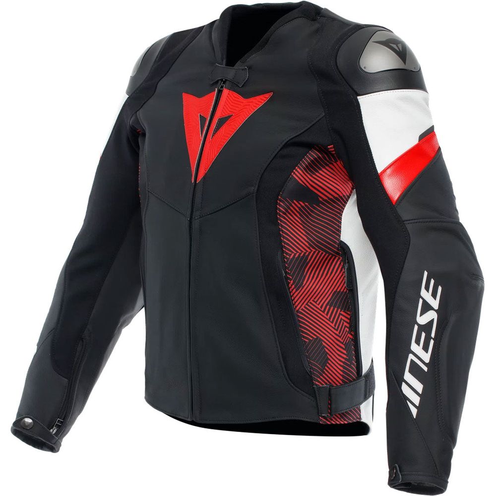 Dainese Avro 5 Leather Jacket Black / Lava Red / White - ThrottleChimp