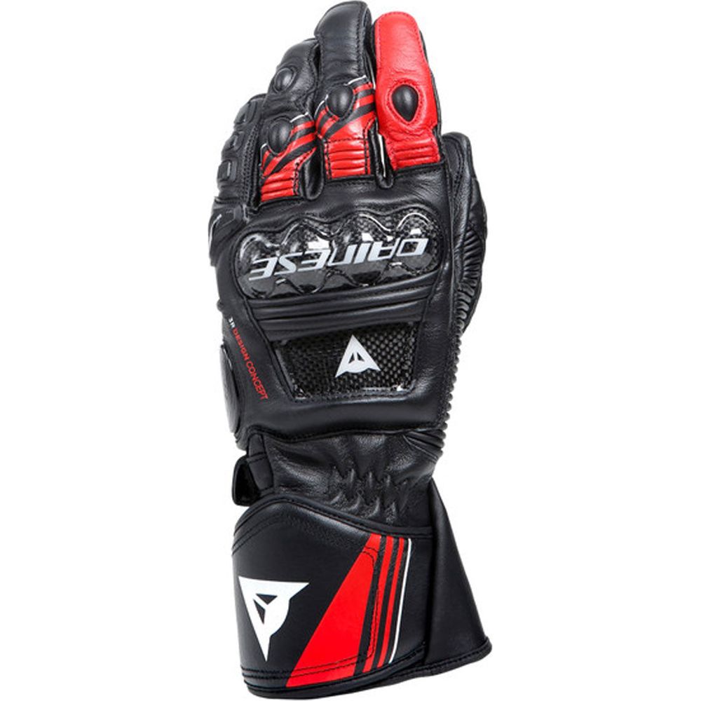 Dainese Druid 4 Leather Gloves Black / Lava Red / White - ThrottleChimp