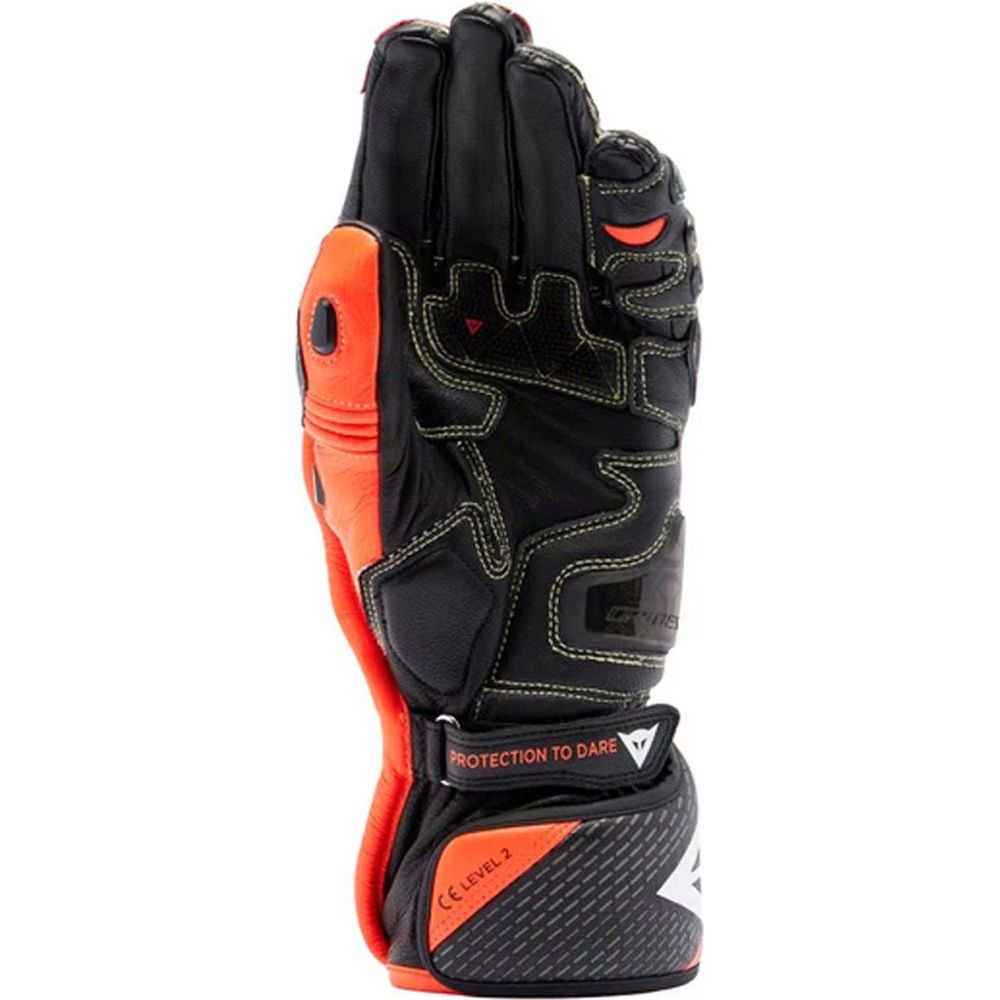 Dainese Full Metal 7 Leather Gloves Black / Fluo Red FREE 1 YEAR Returns, FREE UK Delivery | ThrottleChimp