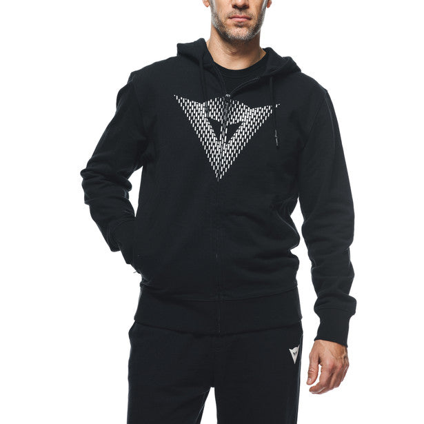 Dainese Logo Front Zip Casual Hoodie Black (Image 5) - ThrottleChimp