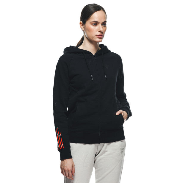 Dainese Logo Ladies Front Zip Casual Hoodie Black (Image 5) - ThrottleChimp