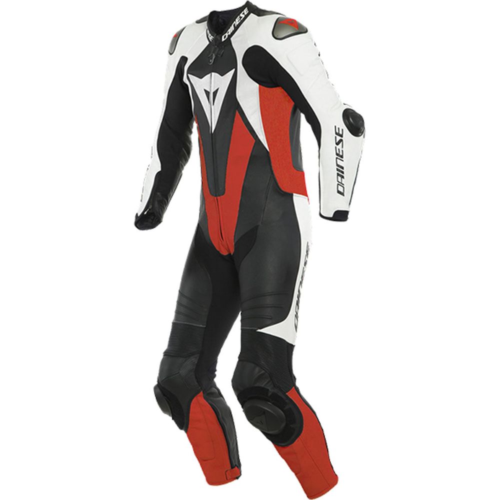 Dainese Laguna Seca 5 One Piece Perforated Leather Suit Black / White / Fluo Red - ThrottleChimp