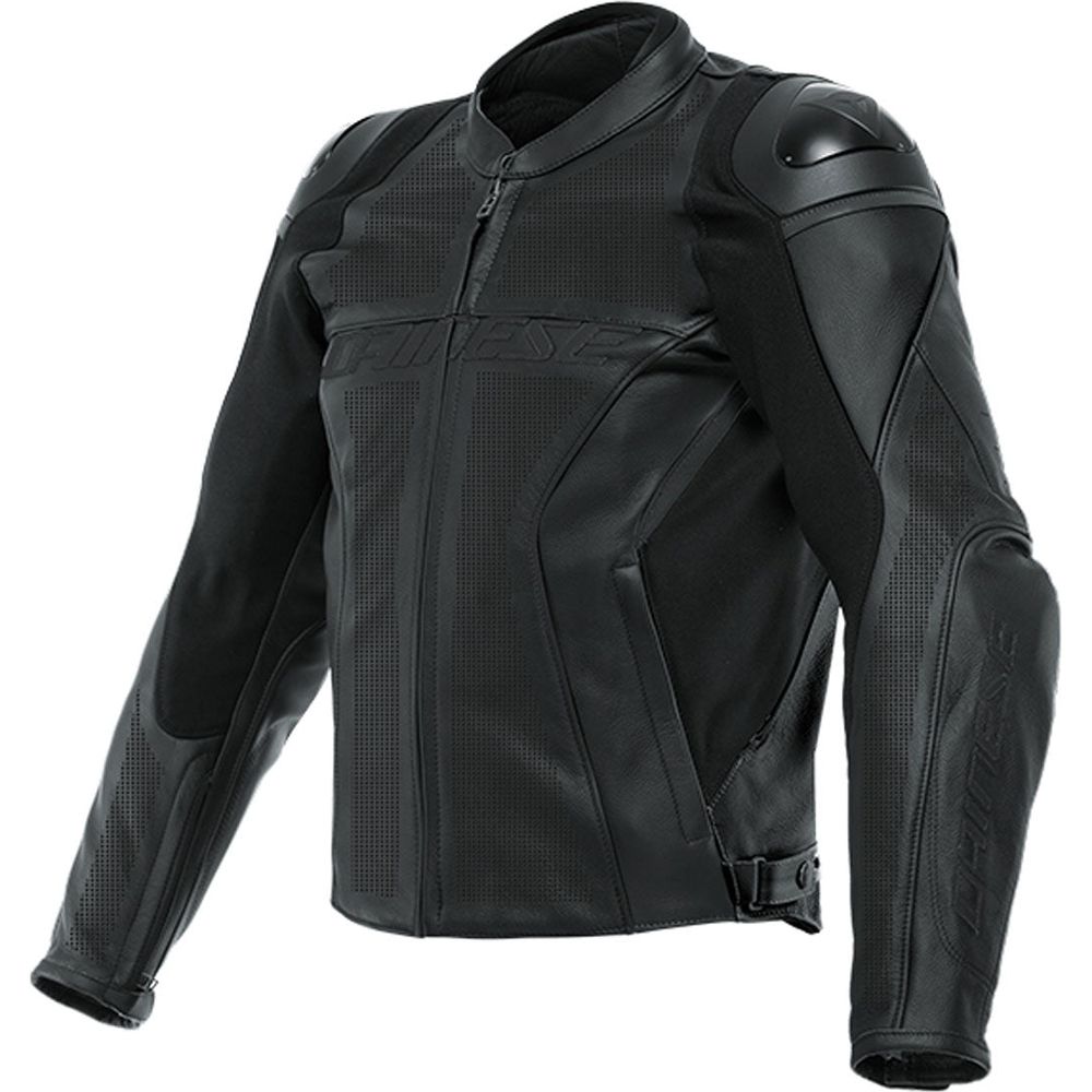 Dainese Racing 4 Perforated Leather Jacket Black / Black FREE 1 YEAR Returns, FREE UK Delivery | ThrottleChimp