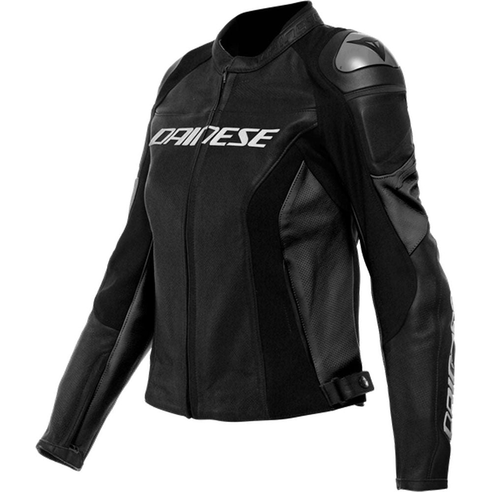Dainese Racing 4 Ladies Perforated Leather Jacket Black / Black - ThrottleChimp