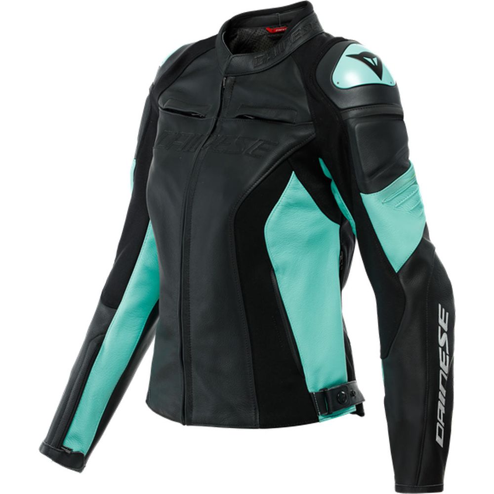 Dainese Racing 4 Ladies Leather Jacket Black / Aqua Green - ThrottleChimp