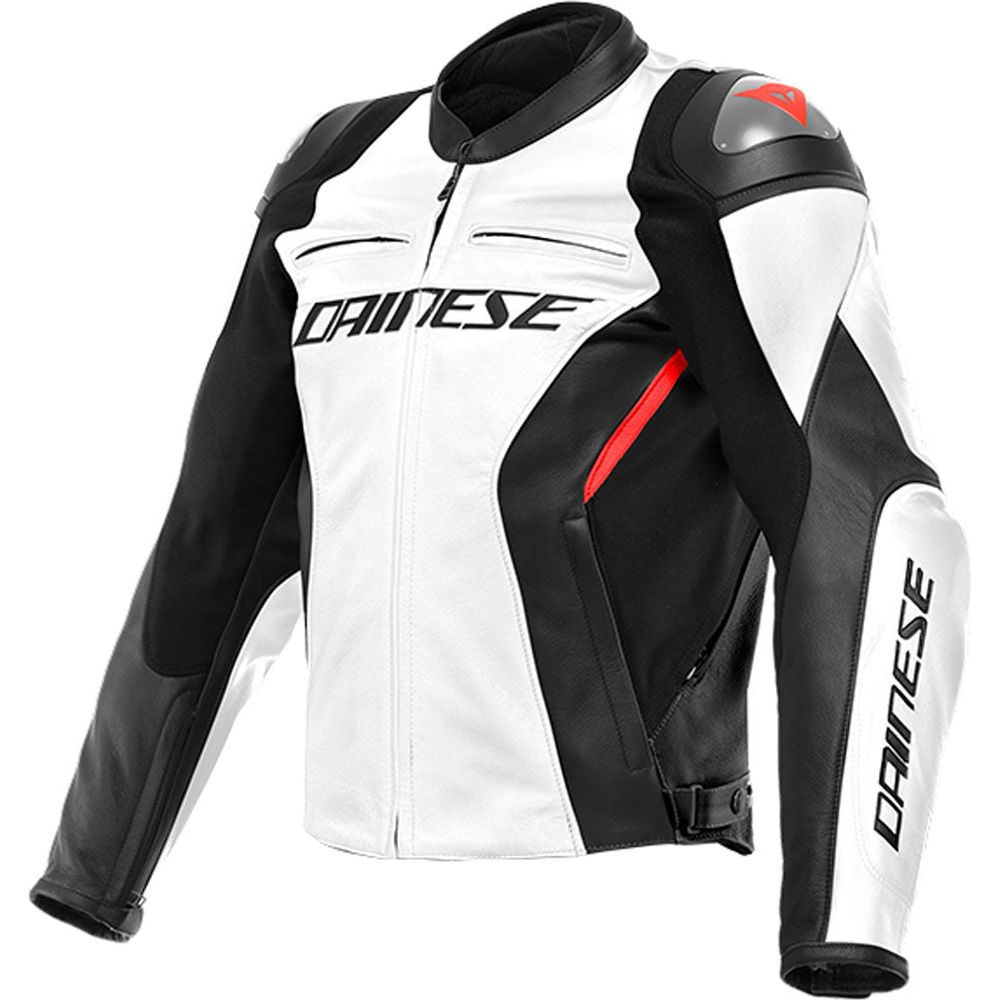 Dainese Racing 4 Leather Jacket White / Black - ThrottleChimp