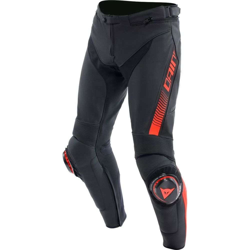 Dainese Super Speed Leather Trouser Black / Fluo Red - ThrottleChimp