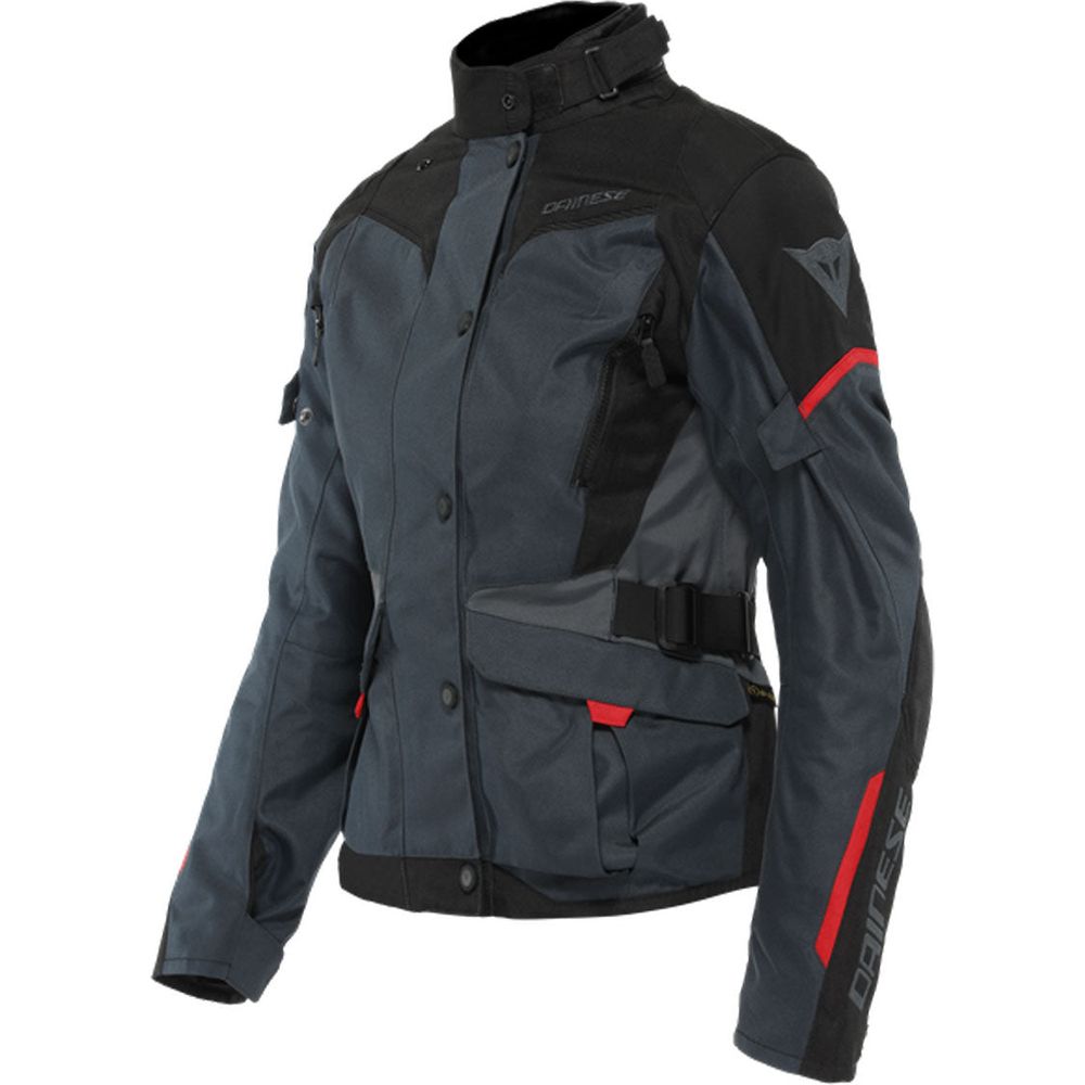 Dainese Tempest 3 D-Dry Ladies Textile Jacket Ebony / Black / Lava Red - ThrottleChimp