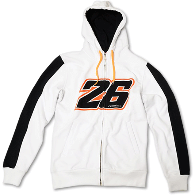 VR46 Pedrosa 26 Mens Zip Fleece Hoodie White - ThrottleChimp