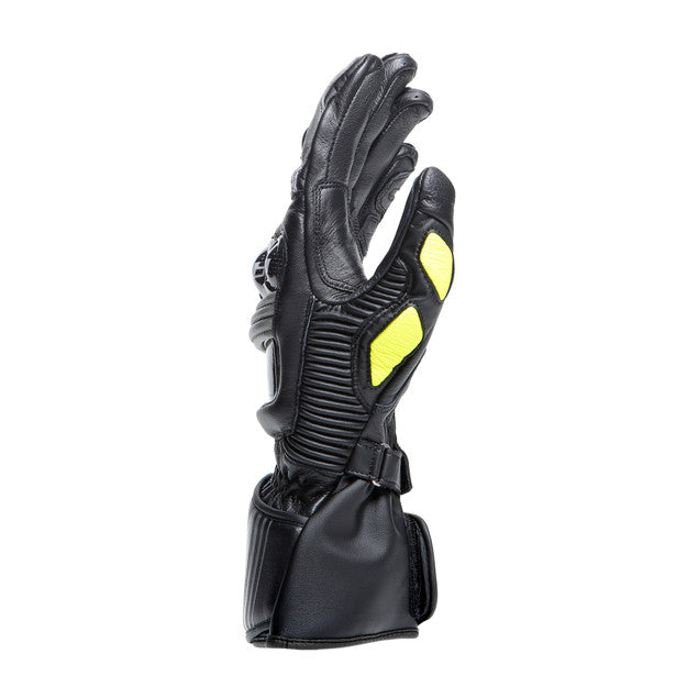 Dainese Druid 4 Leather Gloves Black / Charcoal Grey / Fluo Yellow FREE 1 YEAR Returns, FREE UK Delivery | ThrottleChimp