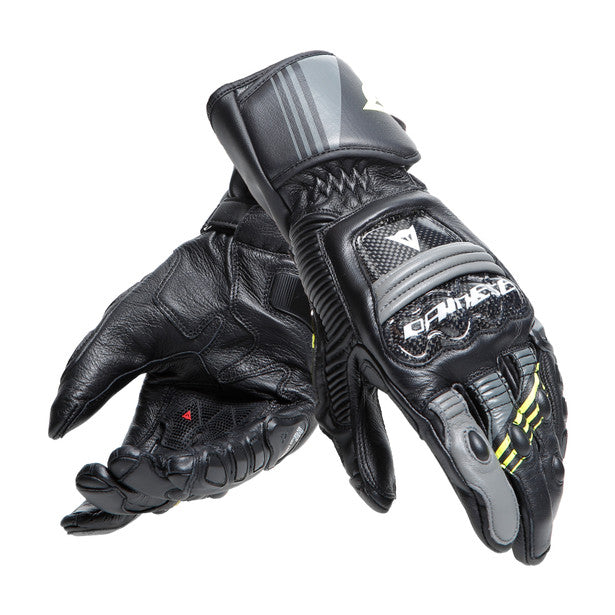 Dainese Druid 4 Leather Gloves Black / Charcoal Grey / Fluo Yellow (Image 5) - ThrottleChimp