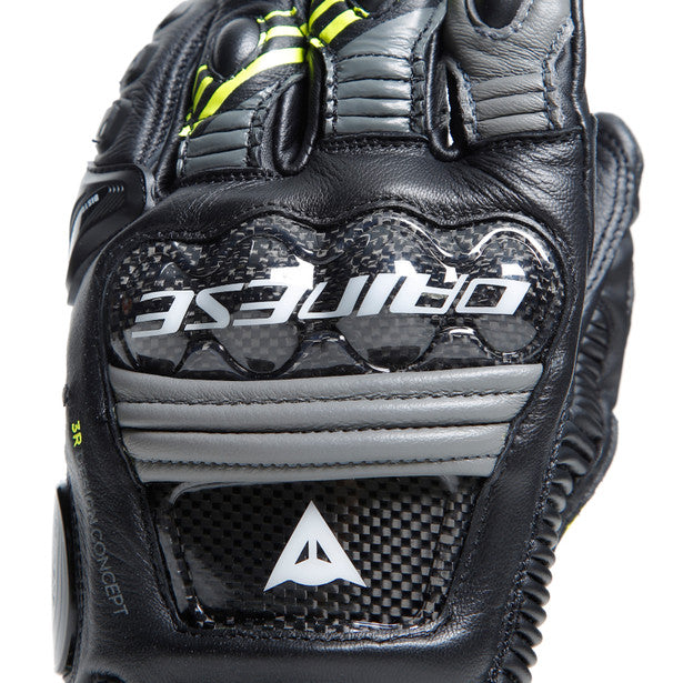 Dainese Druid 4 Leather Gloves Black / Charcoal Grey / Fluo Yellow (Image 7) - ThrottleChimp