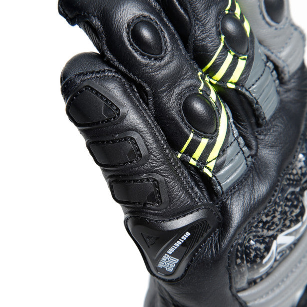 Dainese Druid 4 Leather Gloves Black / Charcoal Grey / Fluo Yellow (Image 12) - ThrottleChimp