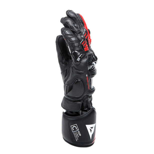 Dainese Druid 4 Leather Gloves Black / Lava Red / White (Image 4) - ThrottleChimp
