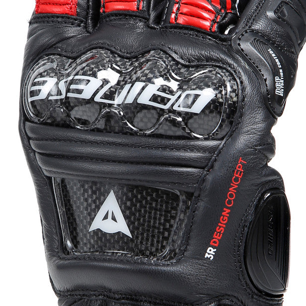 Dainese Druid 4 Leather Gloves Black / Lava Red / White (Image 6) - ThrottleChimp