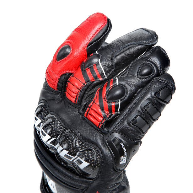 Dainese Druid 4 Leather Gloves Black / Lava Red / White (Image 11) - ThrottleChimp