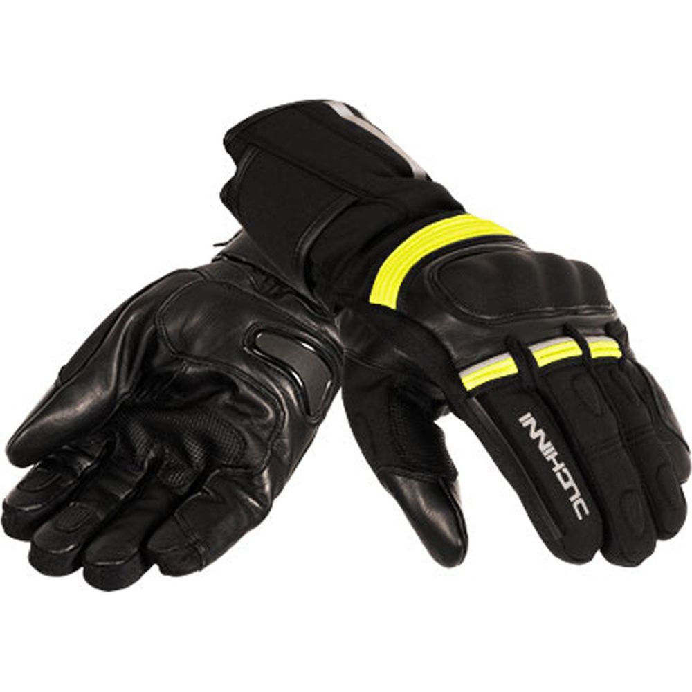 Duchinni Yukon 2.0 Leather / Textile Gloves Black / Neon (Image 3) - ThrottleChimp