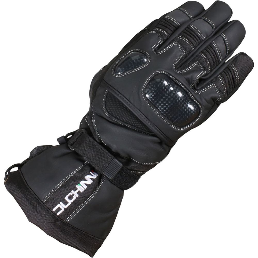 Duchinni Yukon Leather / Textile Gloves Black FREE 1 YEAR Returns, FREE UK Delivery | ThrottleChimp