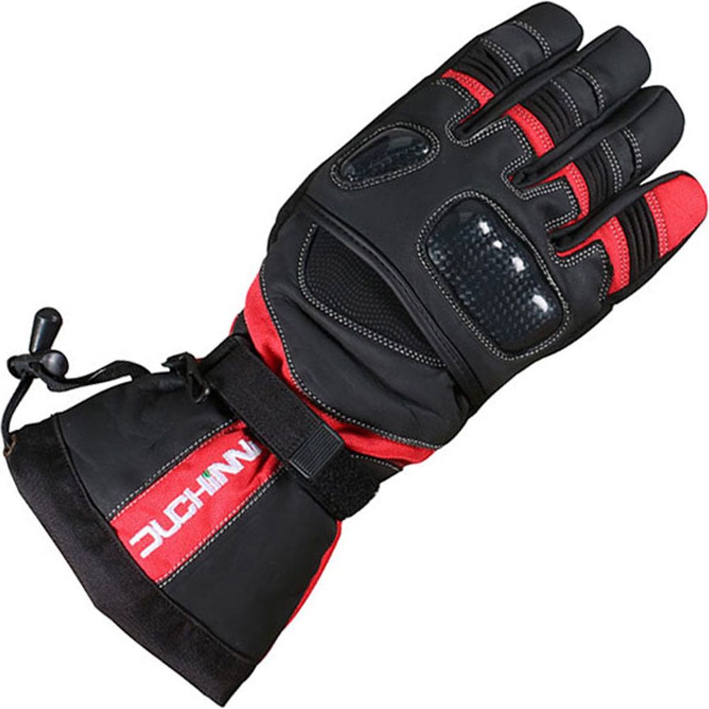 Duchinni Yukon Leather / Textile Gloves Black / Red - ThrottleChimp