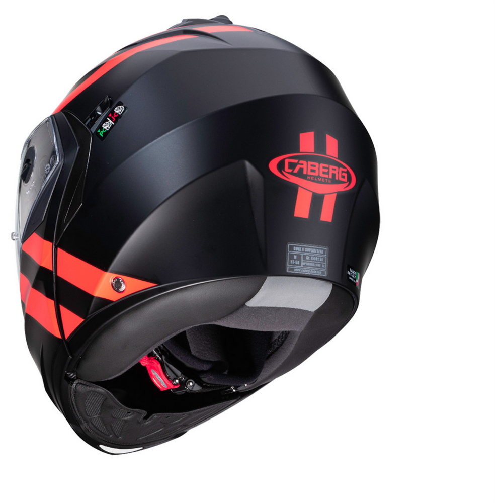 Caberg Duke 2 Super Legend Flip-Up Helmet Matt Black / Fluo Red (Image 3) - ThrottleChimp