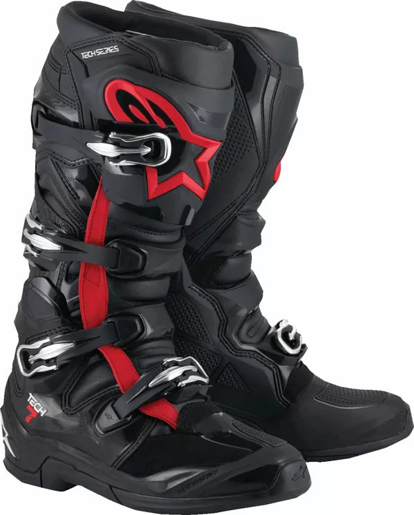 Alpinestars Tech 7 Boots Black / Fluo Red FREE 1 Year Return, FREE UK Shipping | ThrottleChimp